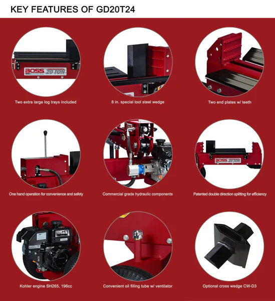 Boss 20 Ton Dual Action Gas Log Splitter