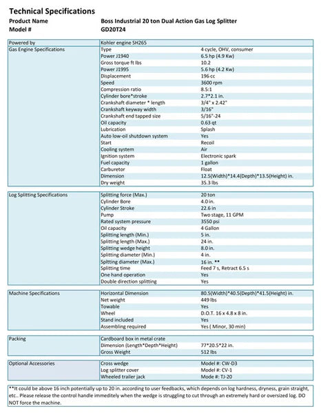 Boss 20 Ton Dual Action Gas Log Splitter