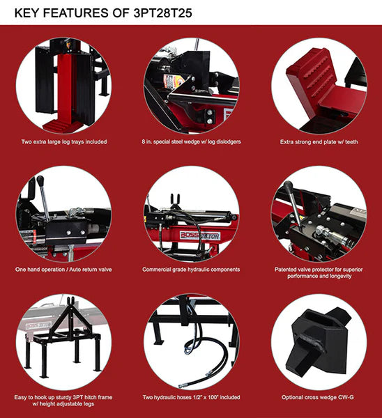 Boss 28 Ton H/V 3-Point Hitch Log Splitter