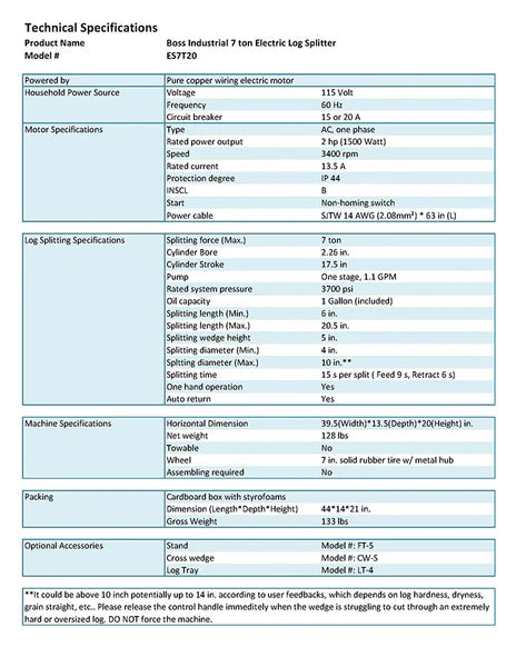 Boss 7 Ton Electric Log Splitter