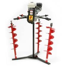 Ground Hog C-17-5 Two-Man Earth Drill with drill bit attachments on a white background