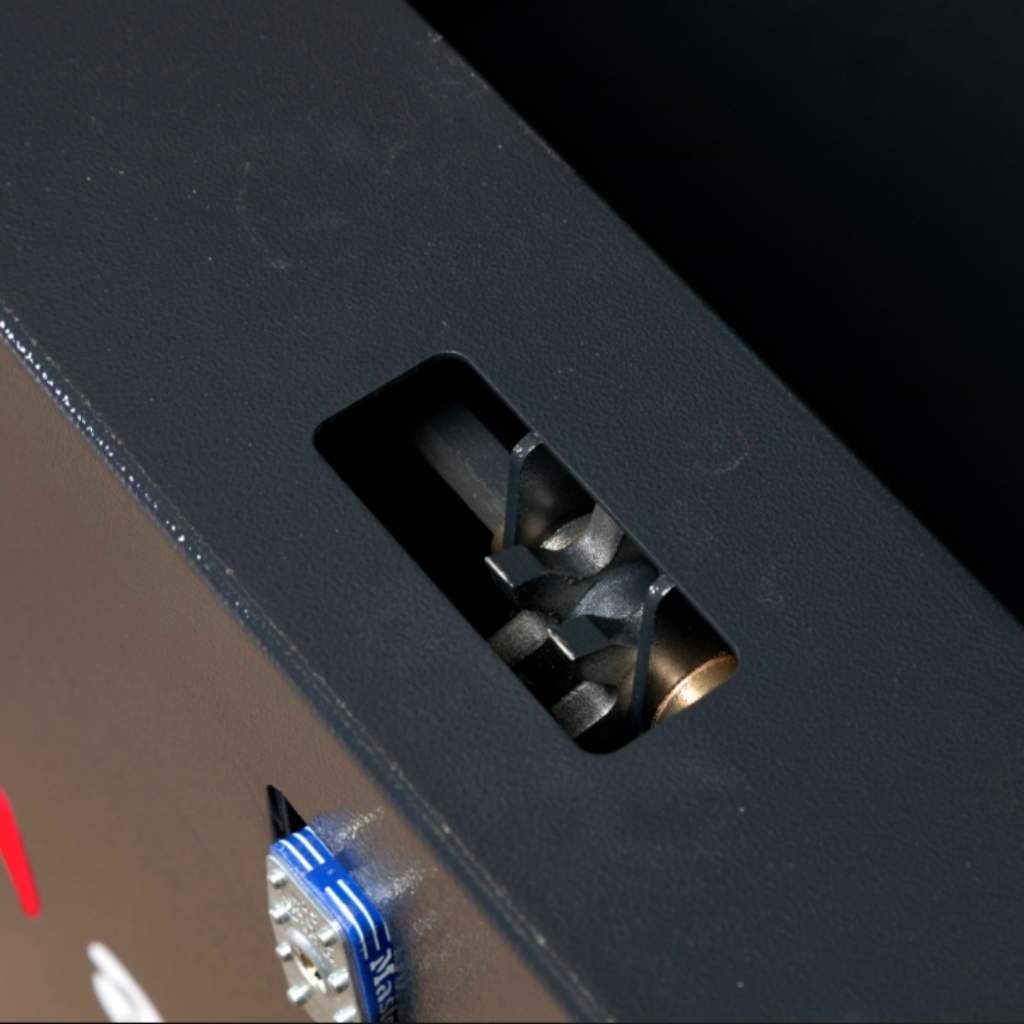 Close-up of an armorgard siteboss sb24 with a hex key bit inside, on a dark background.