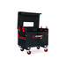 Black Armorgard siteboss chest with red accents on wheels, featuring the Armorgard logo.