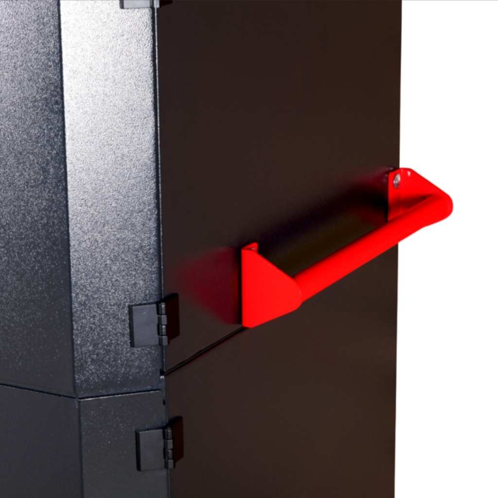 Red handle on an armorgard stitestation with a white background