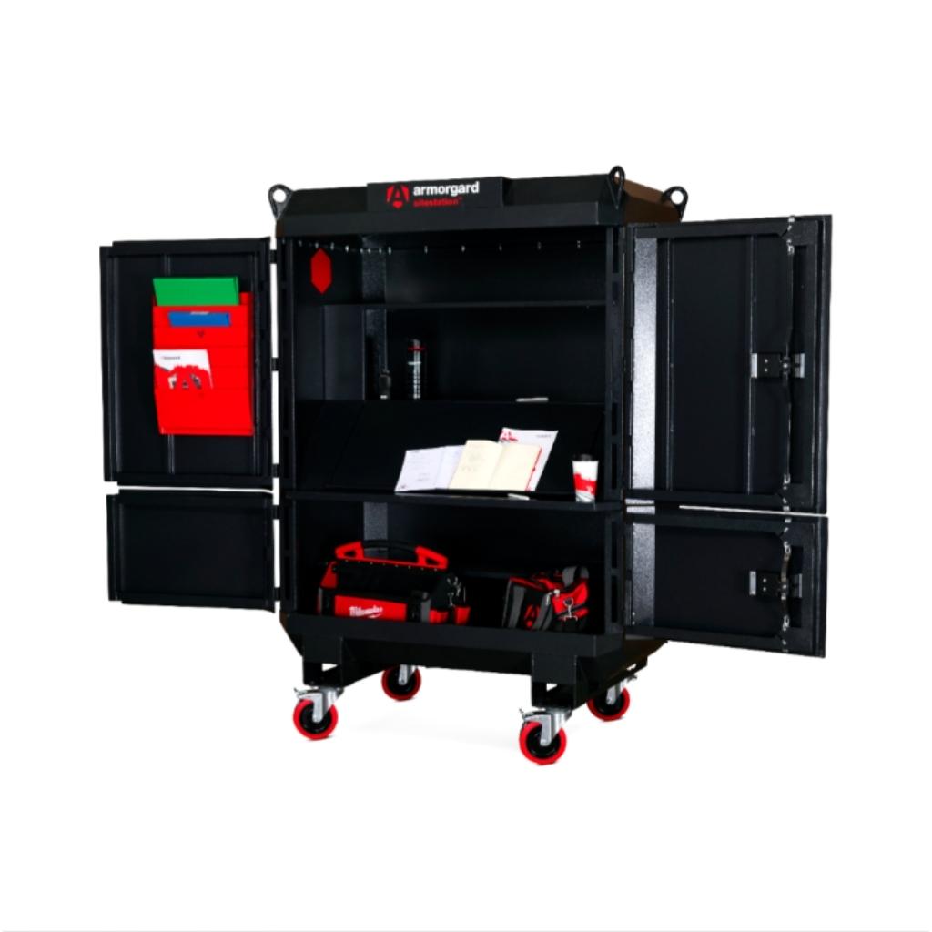 Black Armorgard Site station with various tools and equipment on a white background