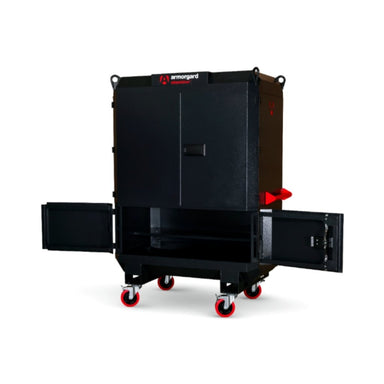 Black Armorgard SiteStation SS2 T with open doors on a white background