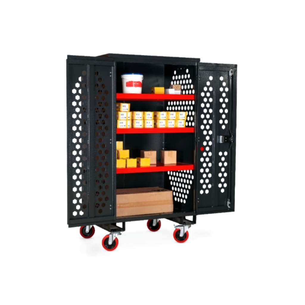 Black metal armorgard fiitingstor fc6 t with open doors on a white background