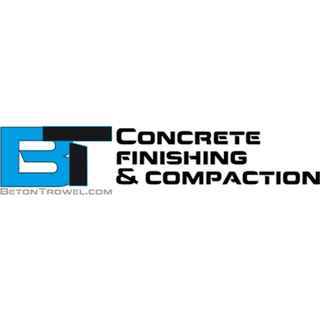 Logo for Beton Trowel that Says 'concrete finishing and compaction' on a white background