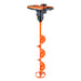 Orange and black Battery Operated Ice auger drill bit on a white background standing upright
