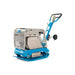 Blue and silver Beton Trowel 17 in Reversible Plate Compactor on a white background