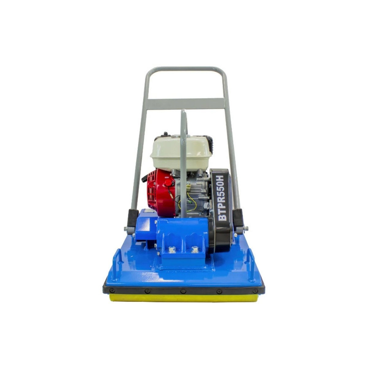 Blue and black BT Vibratory Roller GX160 with a red engine on a white background