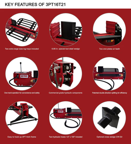 Boss 16 Ton 3-Point Hitch Log Splitter