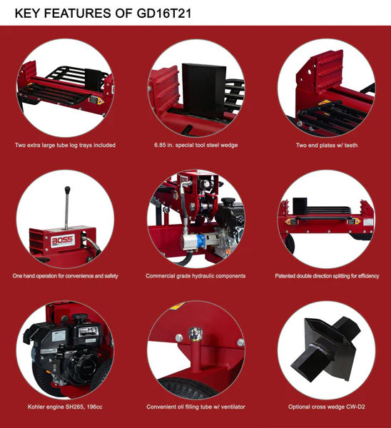 Boss 16 Ton Dual Action Gas Log Splitter