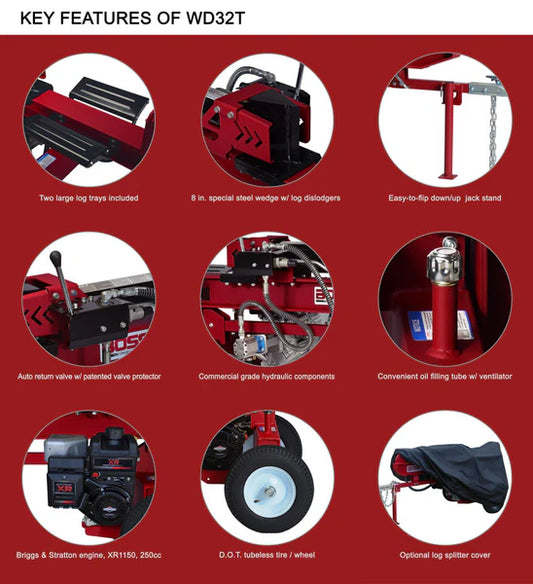 Boss 27-Ton Horizontal  Vertical Gas Log Splitter