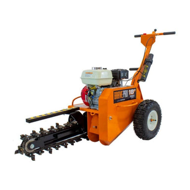 Orange brave 18 inch trencher with visible branding on a white background