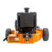 Orange and black Bravepro tow behind leaf blower with 'Brave Pro' branding on a white background