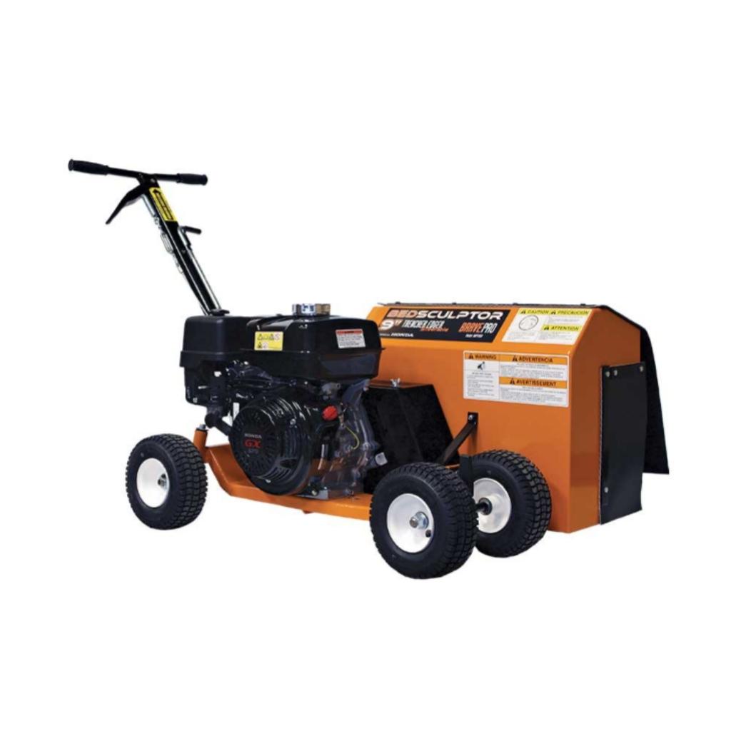 Orange and black brave bed edger on a white background