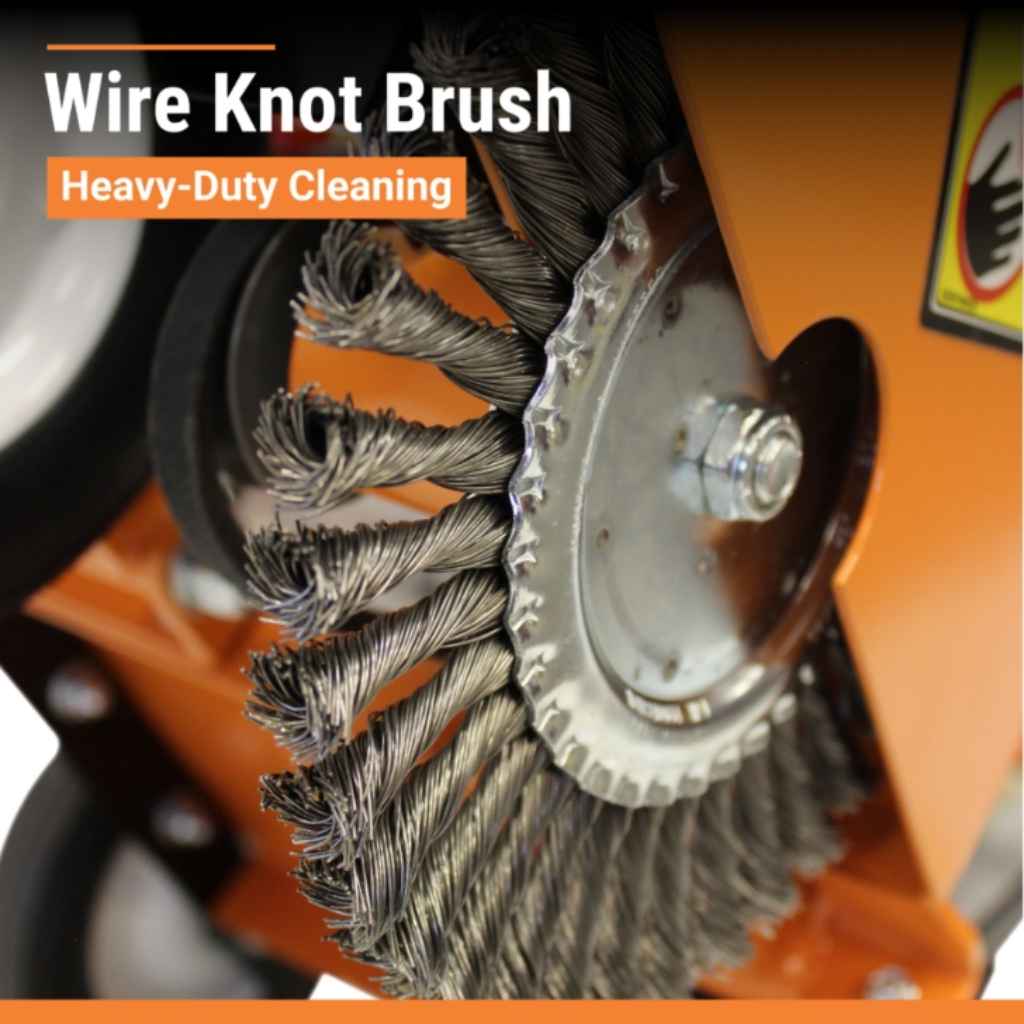 Orange Brave Crack Cleaner with text 'Wire Knot Brush Heavy-Duty Cleaning' on an orange background