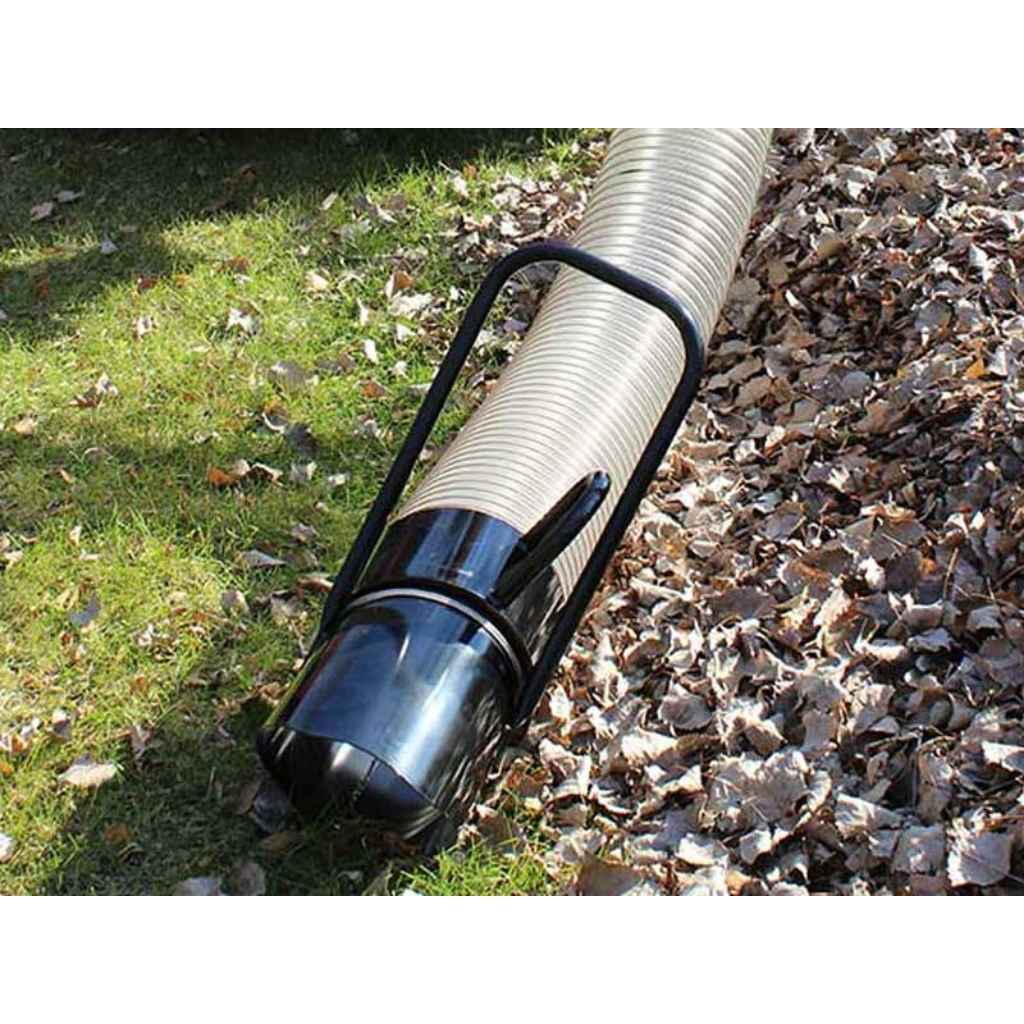 Vacuum cleaner hose for aw Brave BRPTL160B Truck Loader on a grassy and leaf-covered ground
