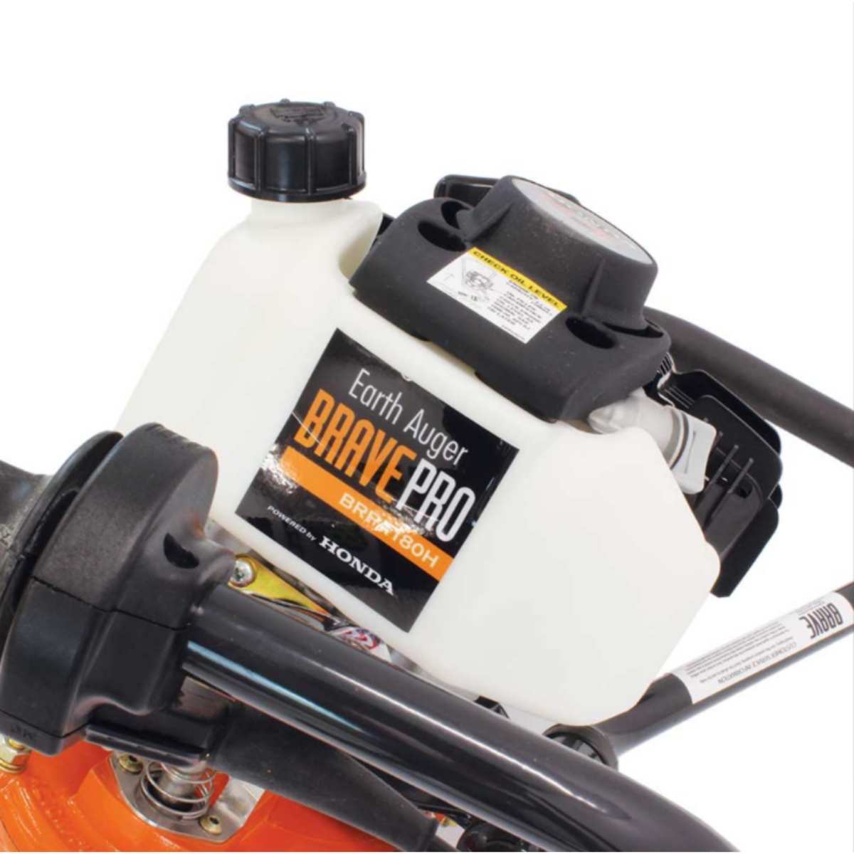 one man Earth Auger Brave Pro with Honda engine on a white background