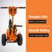 Orange bravepro 18 inch trencher with text highlighting features on an orange and gray background