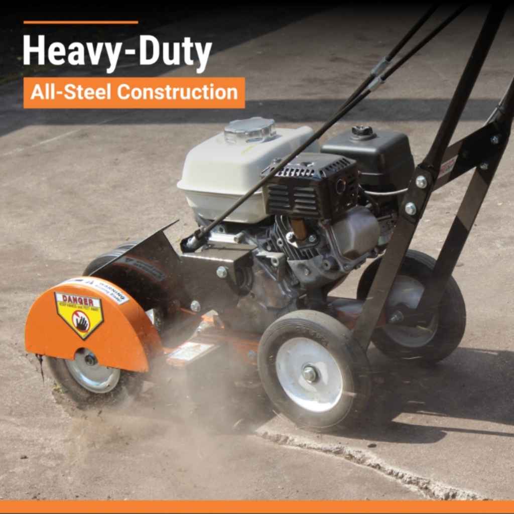 Orange Brave Pro Crack Cleaner with 'All-Steel Construction' text on a concrete surface