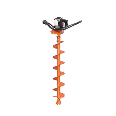 Orange Brave Pro One Man auger with orange spiral blade on a white background