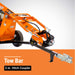 Orange Brave pro Towable hydraulic Auger close up of tow bar with 2-in. hitch coupler on a white background