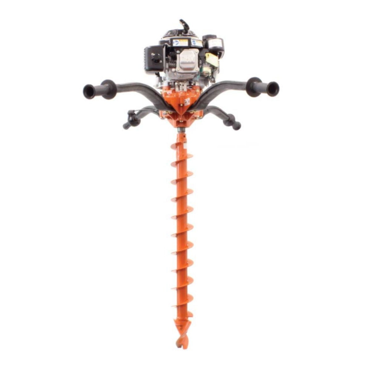 Brave pro two man auger 7/8 inch  with orange spiral blade on a white background