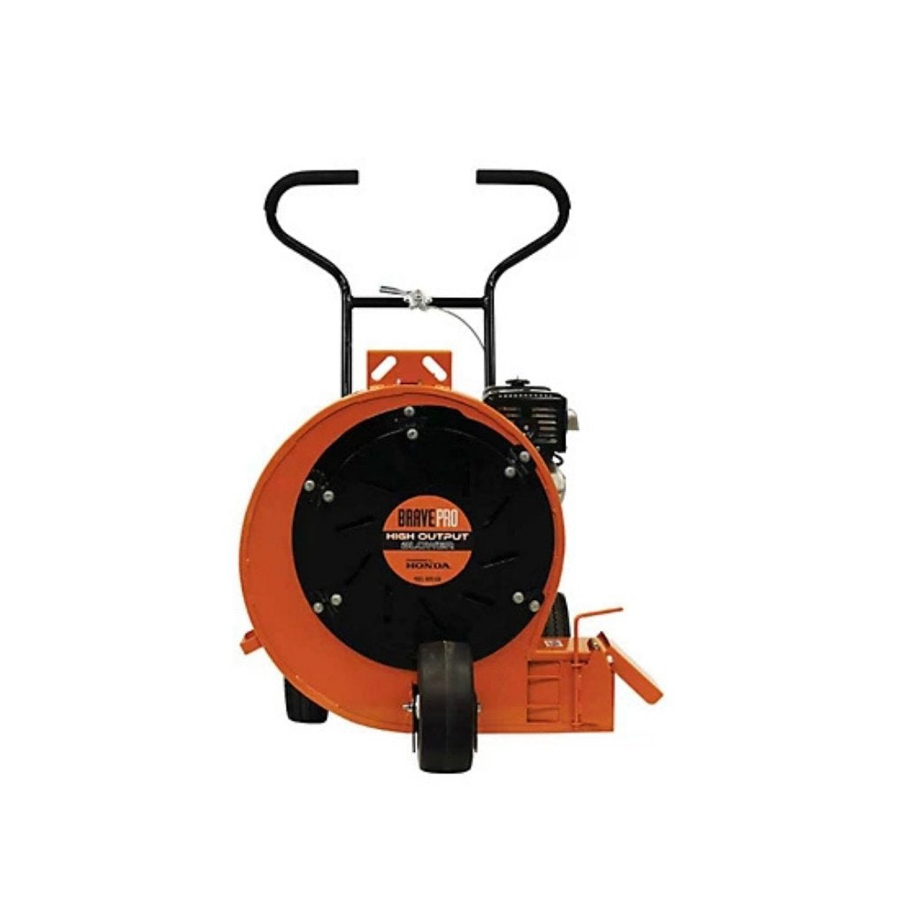 Orange and black Brave walk behind blower BRPB160H with visible branding on a white background