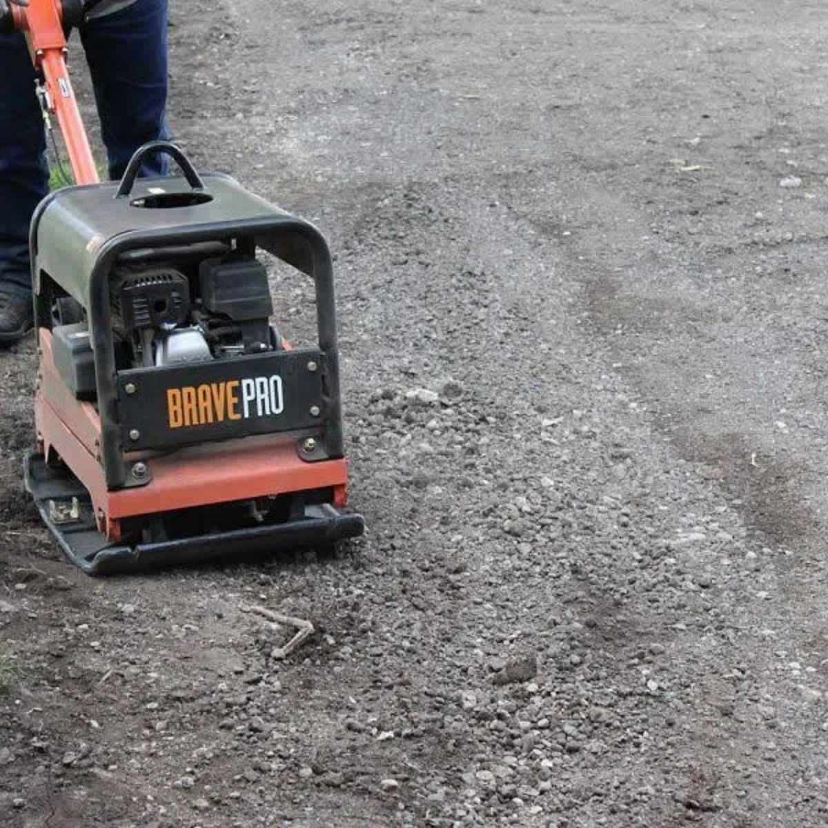 Brave Pro 20 in reversible plate compactor on a gravel surface