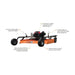 brave rough cut tow behind mower with features highlighted on a white background