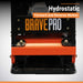 Brave Pro 15 inch reversible plate compactor with 'Hydrostatic Forward and Reverse Motion' text on a gray background