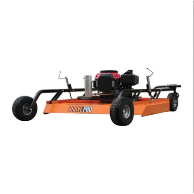 Orange bravepro rough cut mower with 'Brave Pro' branding on a white background