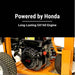Engine of a bravepro star blade lawn edger with 'Powered by Honda' text and 'Long-Lasting GX160 Engine' label.