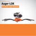 Brave two manearth auger with an Auger-LOK tool for stuck auger removal on a white background with orange accent.