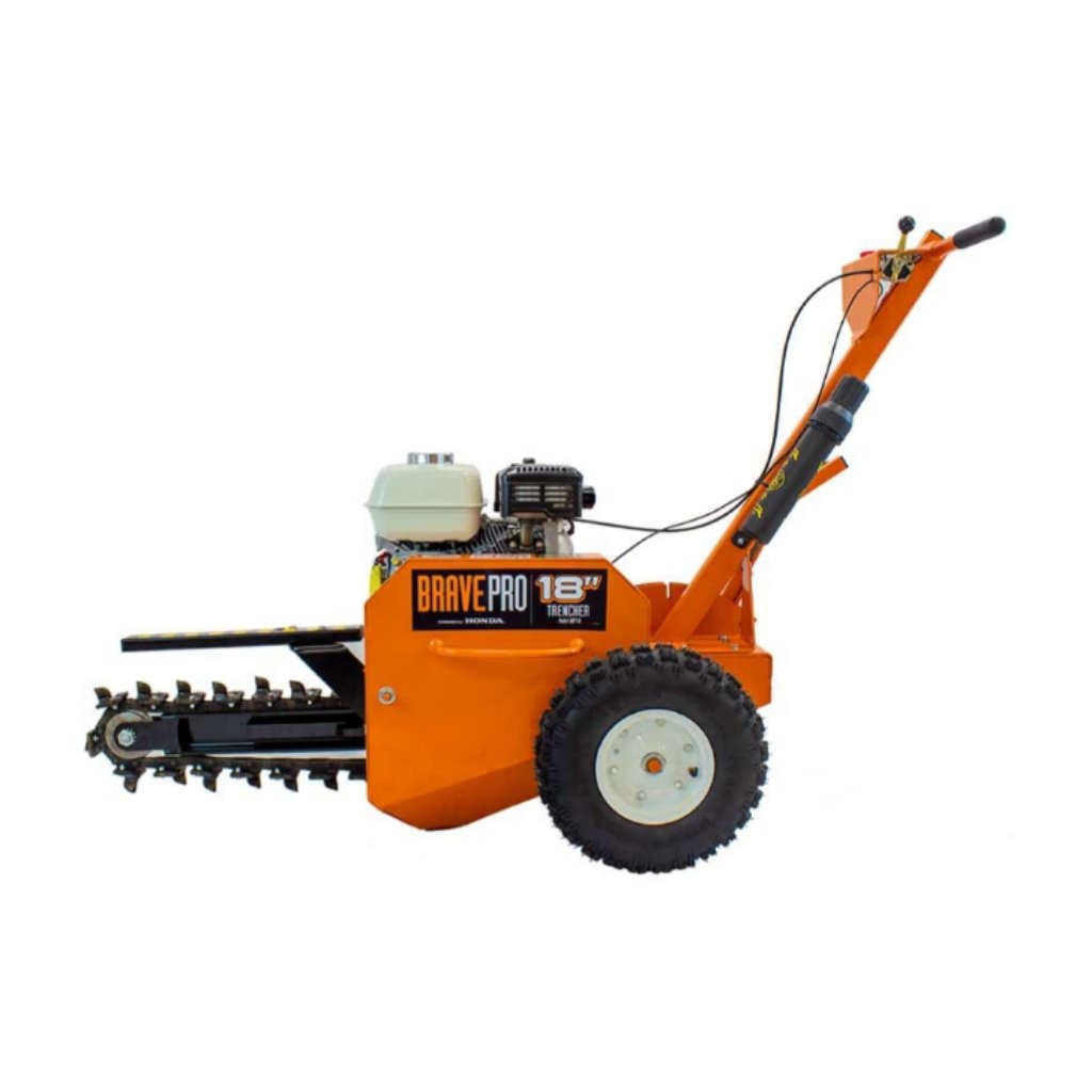 Orange Brave Pro 18 inch trencher on a white background