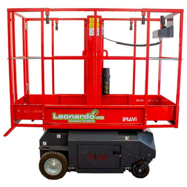 Red Bravi Leonardo HD lift platform on a white background