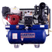 Blue Castair compressor generator welder with engine on a white background