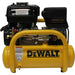Yellow Dewalt 4 gallon gas air compressor on a white background
