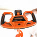 Orange and black Electric drill ice auger held by a person on a white background with superhandy logo