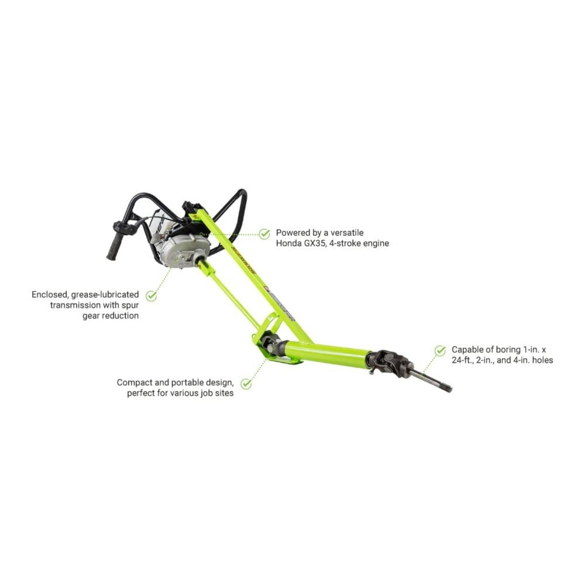 Green GeoRipper Sibore Auger Full Package with text highlighting features on a white background