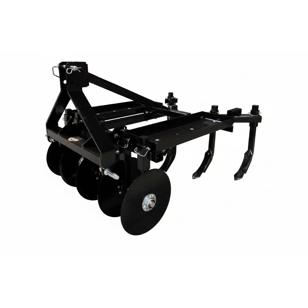 Black GreyWolf Till-N-Claw 3-Point Chisel Plow & Cultivator on a white background