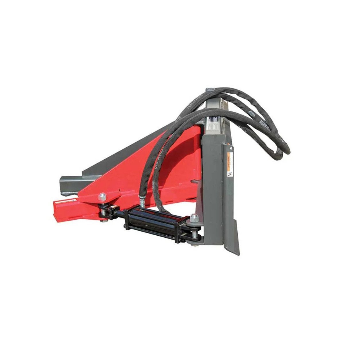 Red and gray Greywolf skid steer tree puller on a white background