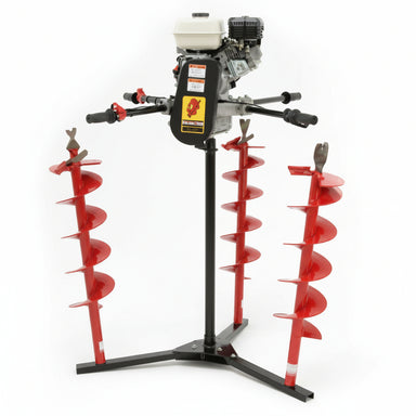 Ground Hog C-17-5 Two-Man Earth Drill with drill bit attachments on a white background