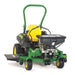 Lawn mower with Jrco foot control electric broadcast spreader on a white background