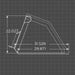 Technical drawing of a loflin mini skid steer snow and litter bucket with dimensions on a grid background