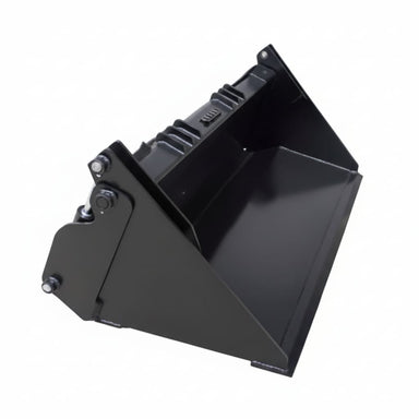 Black loflin 4 in 1 bucket on a white background with jaws fully closed on a white background