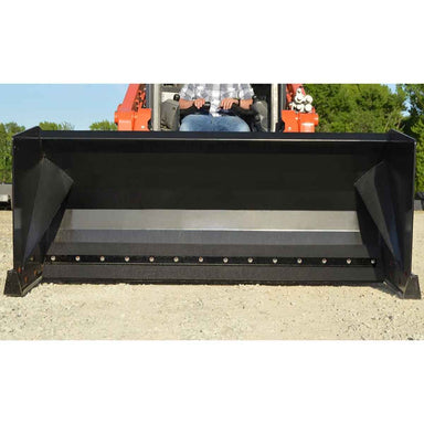 Large black Loflin skid steer Snow Pusher on a clear background