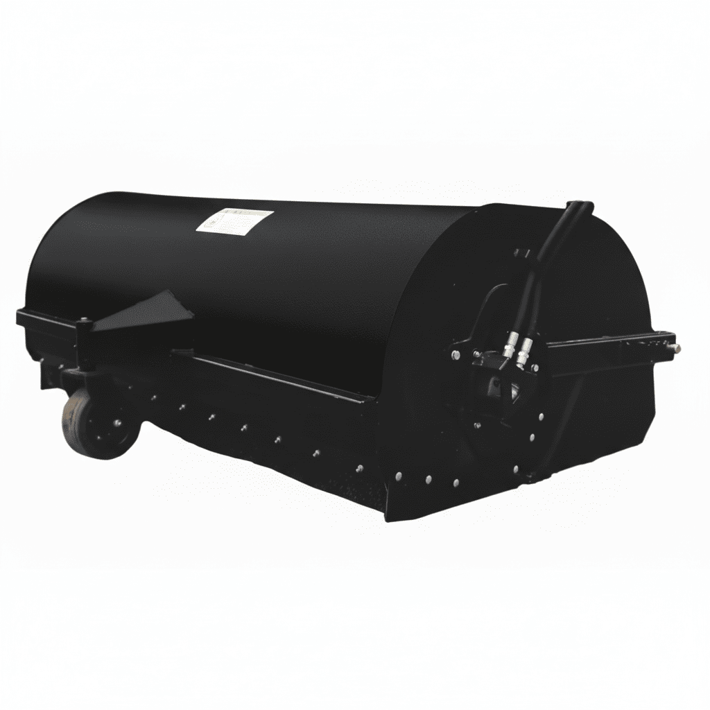 Black loflin hydraulic pickup broom on a white background